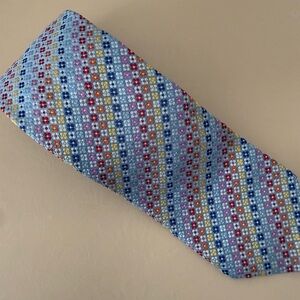 FRANGI 100% Silk Tie Blue Multicolor Floral Pattern Made in Italy